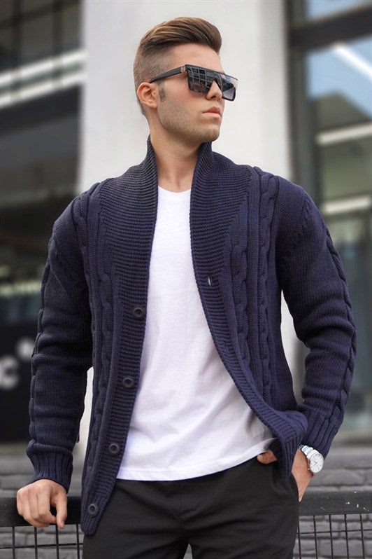 MDX Madmext Navy Braided Cardigan 9053 - Unna