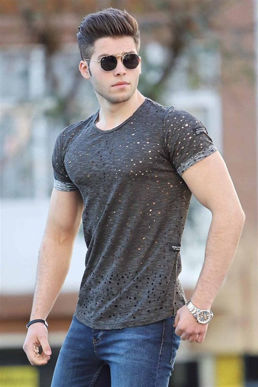 MDX Madmext Laser Cut Distressed Smoke T-shirt 2468 - South Hill
