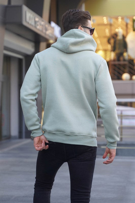 MDX Madmext Mint Green Hooded Sweatshirt with Zipper Detail 1767 - Houston