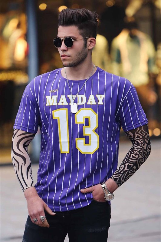MDX Madmext Purple Line Detailed Printed T-shirt 3008 - Neustadt am Rübenberge