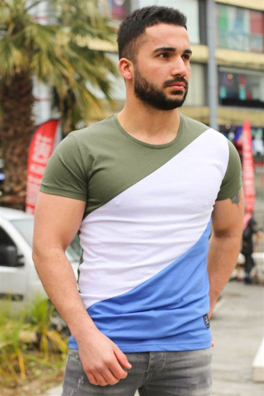MDX Madmext Color Block Khaki T-shirt 3018 - Heidelberg