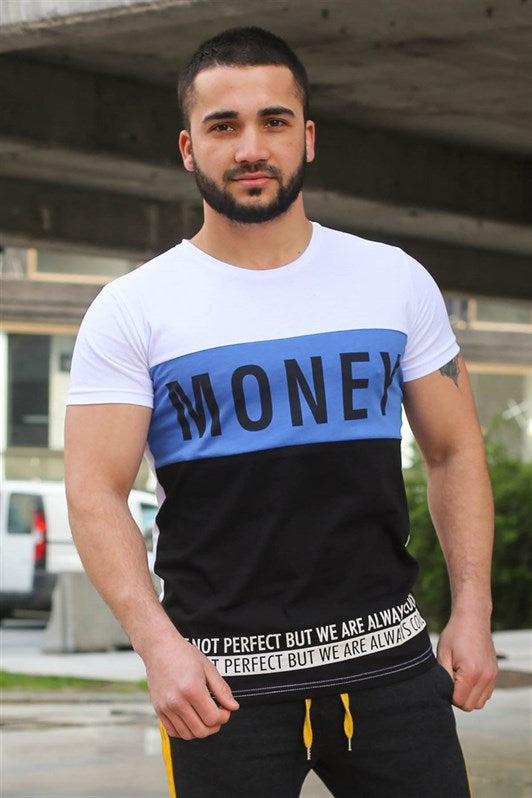 MDX Madmext Color Block Detailed White T-Shirt 3077 - Euclid