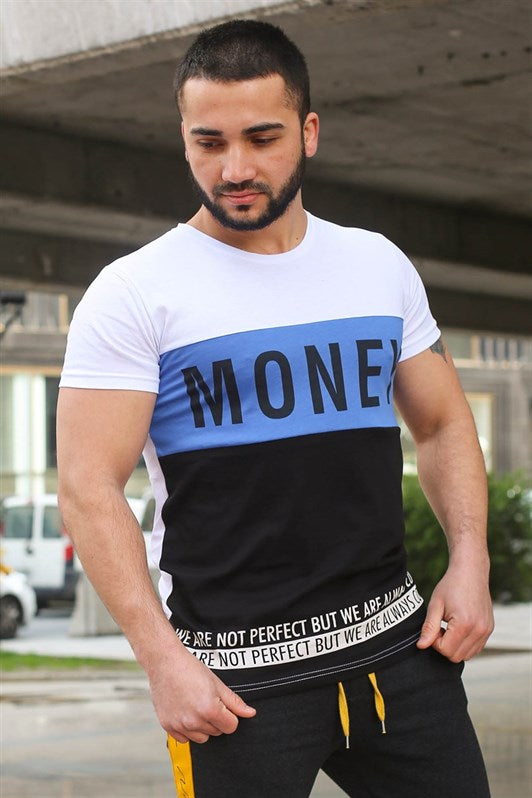 MDX Madmext Color Block Detailed White T-Shirt 3077 - Euclid
