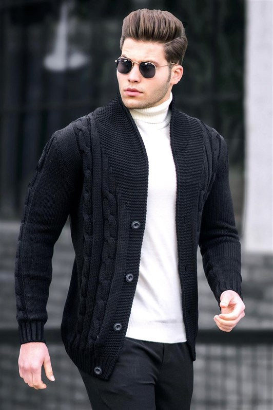 MDX Madmext Black Braided Cardigan 9053 - Palmdale