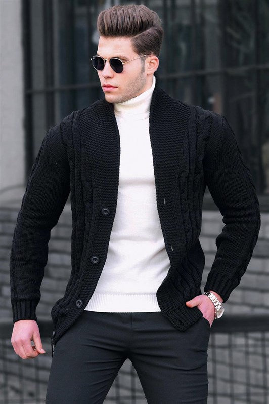 MDX Madmext Black Braided Cardigan 9053 - Palmdale