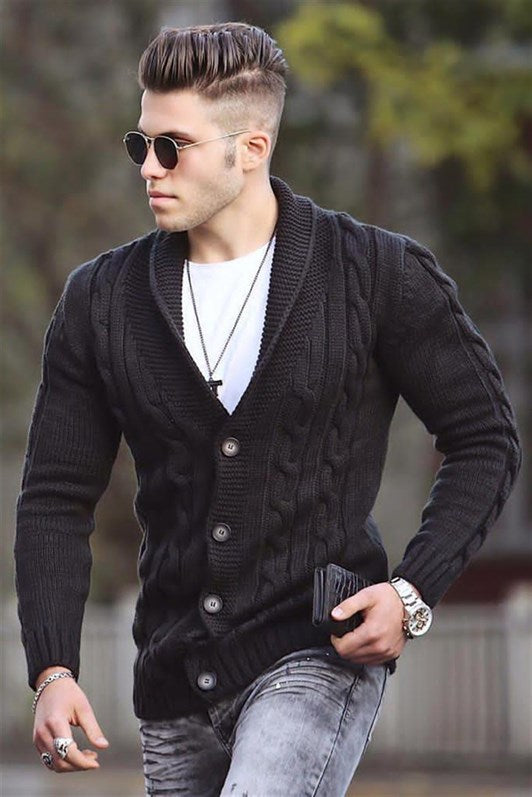 MDX Madmext Black Braided Cardigan 9053 - Palmdale