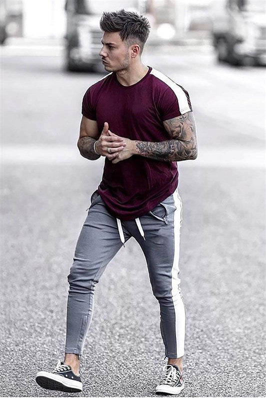 MDX Madmext Side Striped Burgundy T-shirt 4100 - Ipswich