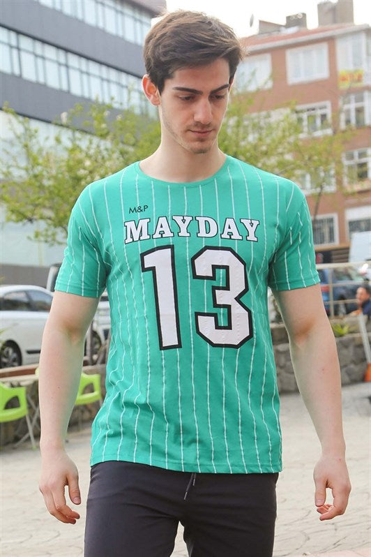 MDX Madmext Green Line Detailed Printed T-shirt 3008 - Murray