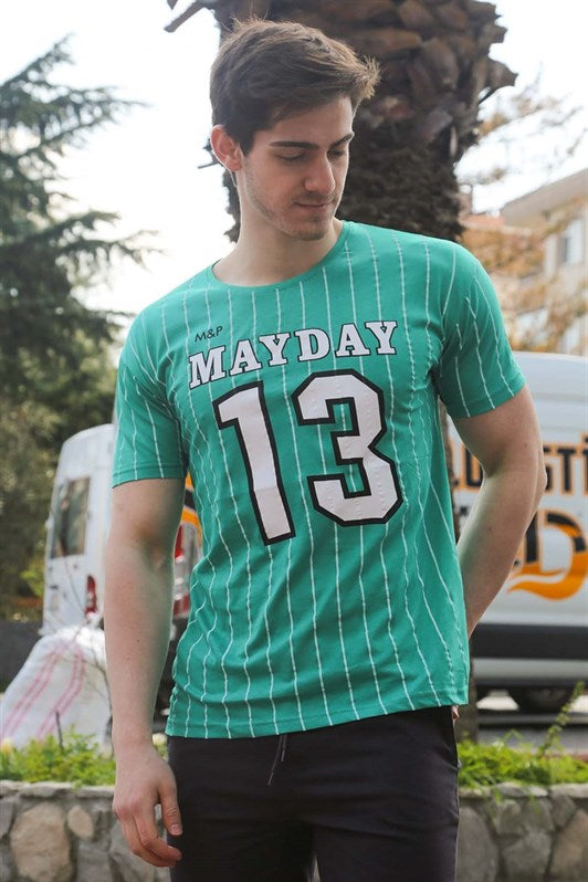 MDX Madmext Green Line Detailed Printed T-shirt 3008 - Murray