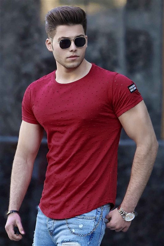 MDX Madmext Ripped Detail Burgundy T-shirt 2883 - Tamiami