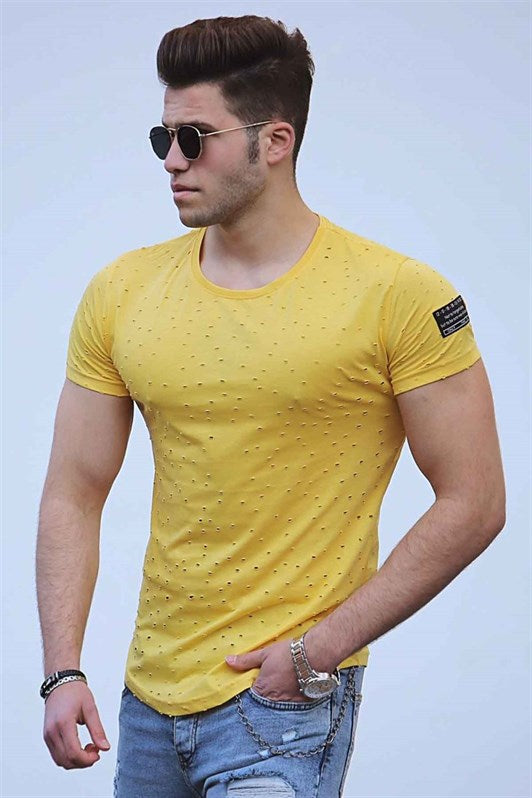 MDX Madmext Distressed Yellow T-Shirt 2883 - Palm Beach Gardens