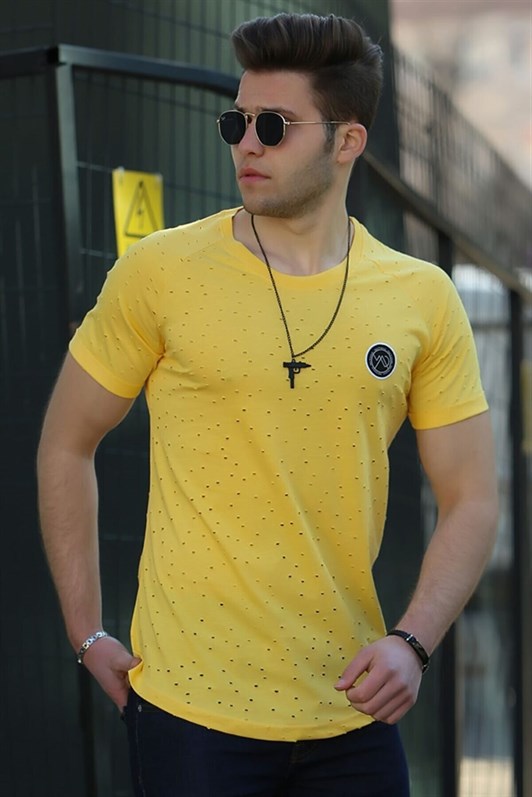 MDX Madmext Distressed Detail Yellow T-shirt T4002 - Carmel