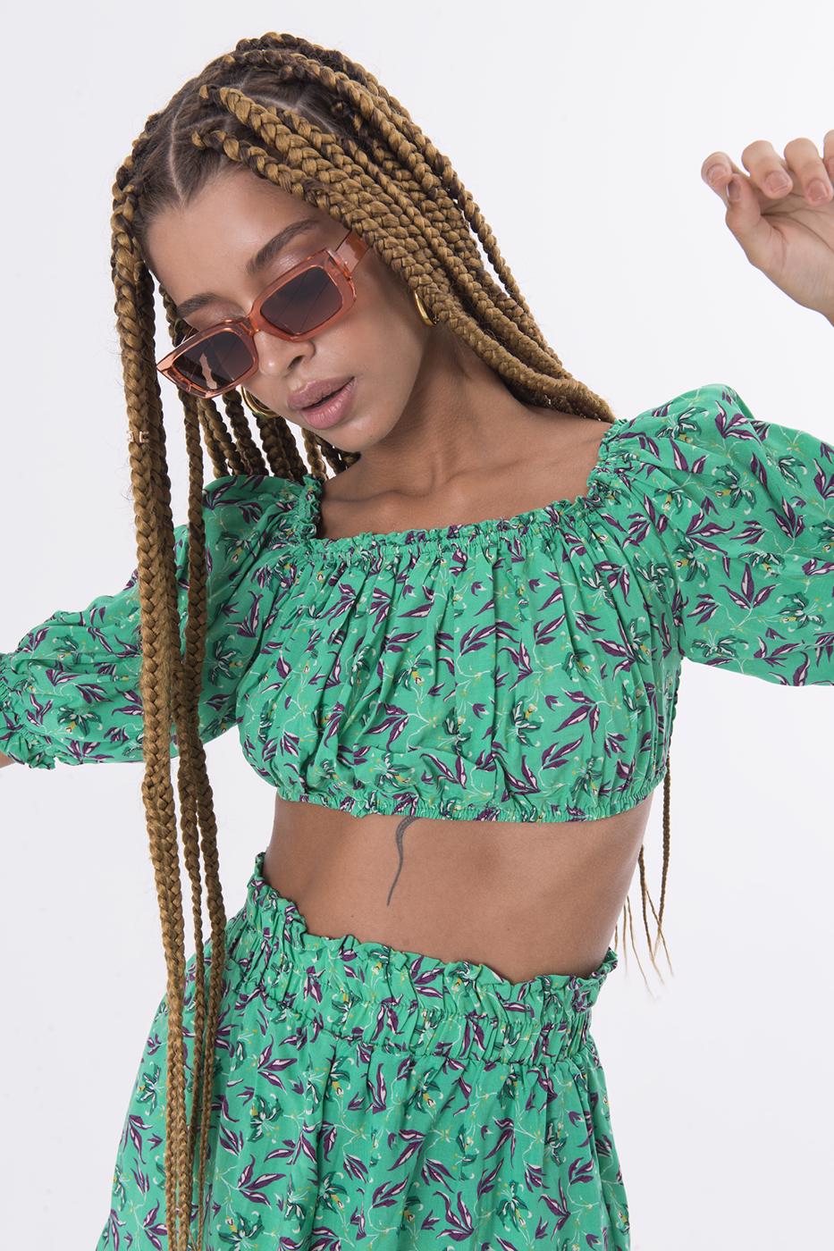 BSL Women Off The Shoulder Shirring Crop Blouse - Limoges