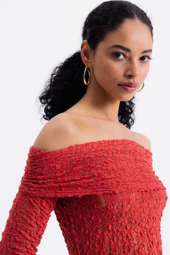 BSL Women Madonna Neckline Lace Top - Wichita Falls