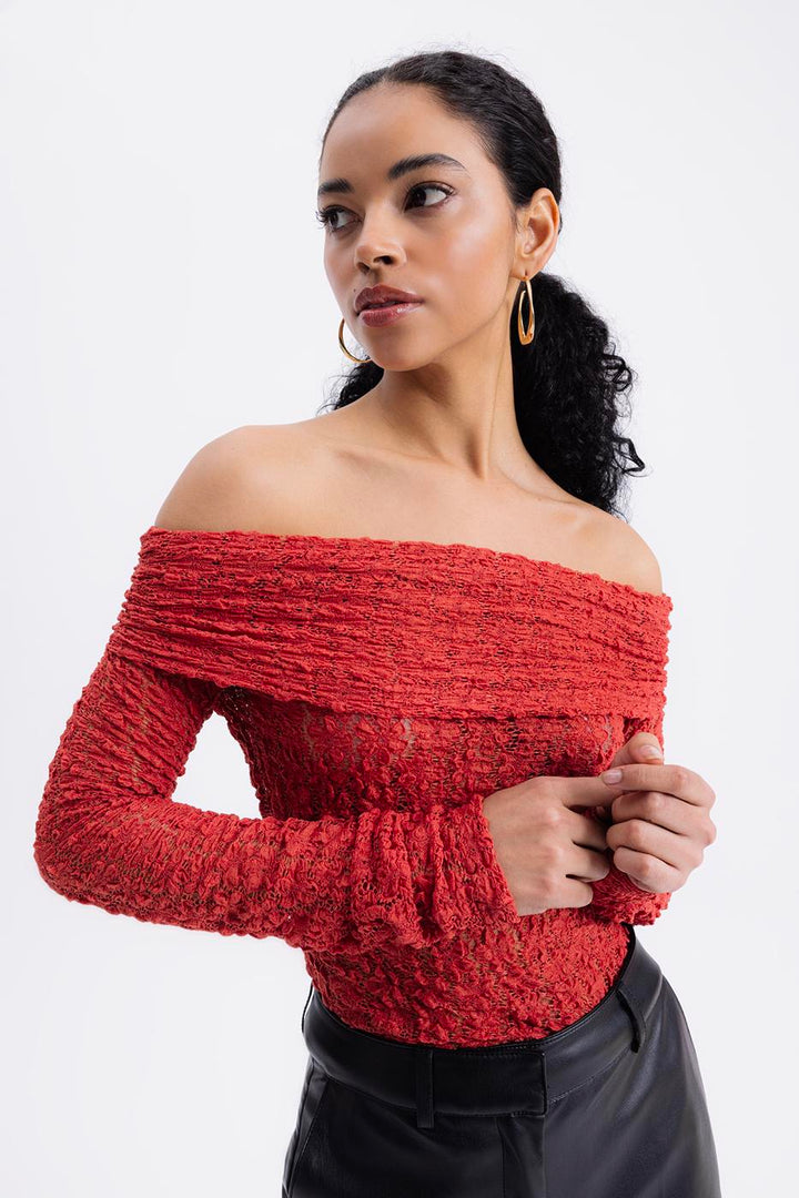 BSL Women Madonna Neckline Lace Top - Wichita Falls