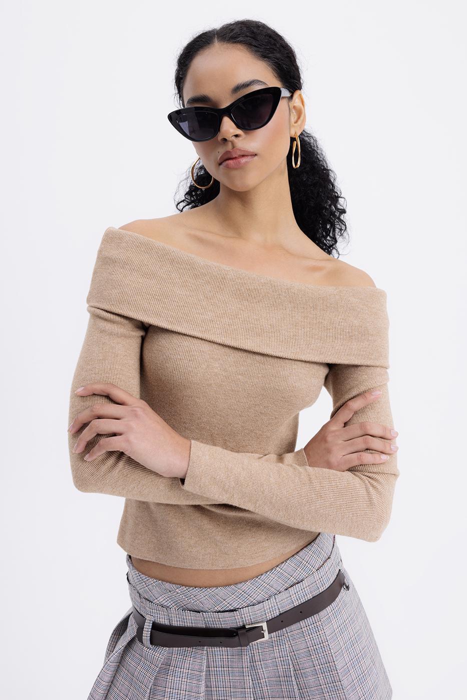 BSL Women Madonna Collar Sweater - Boca Raton