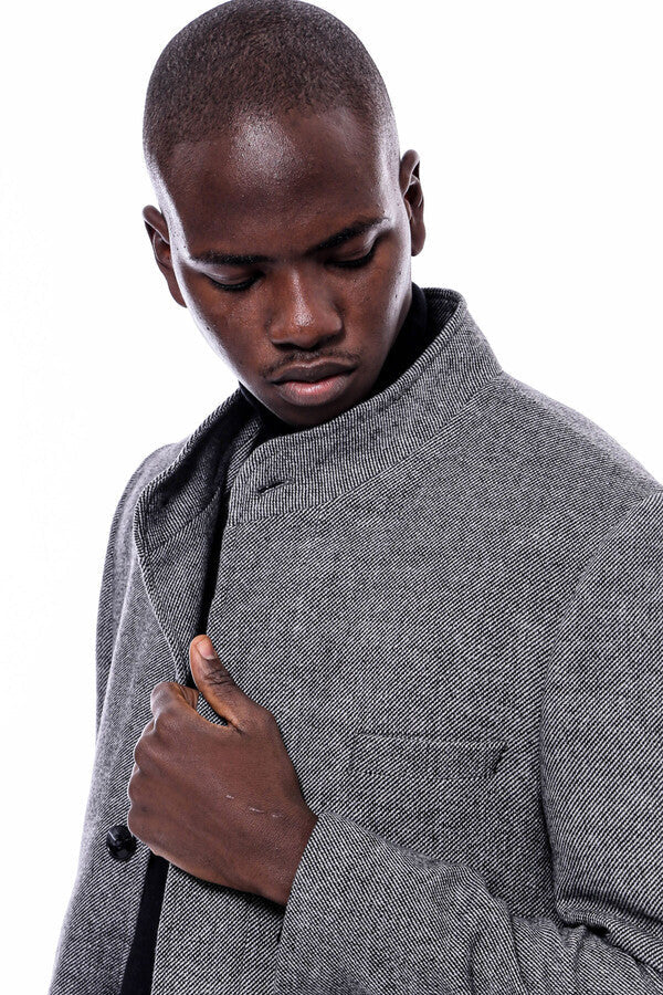 WSS Mandarin Collar Grey Short Coat  - Figueira da Foz