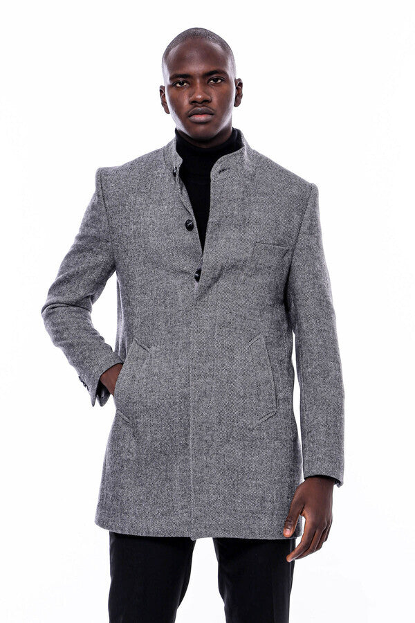 WSS Mandarin Collar Grey Short Coat  - Figueira da Foz