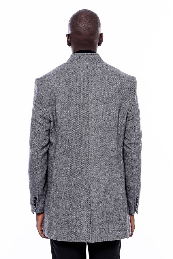 WSS Mandarin Collar Grey Short Coat  - Figueira da Foz