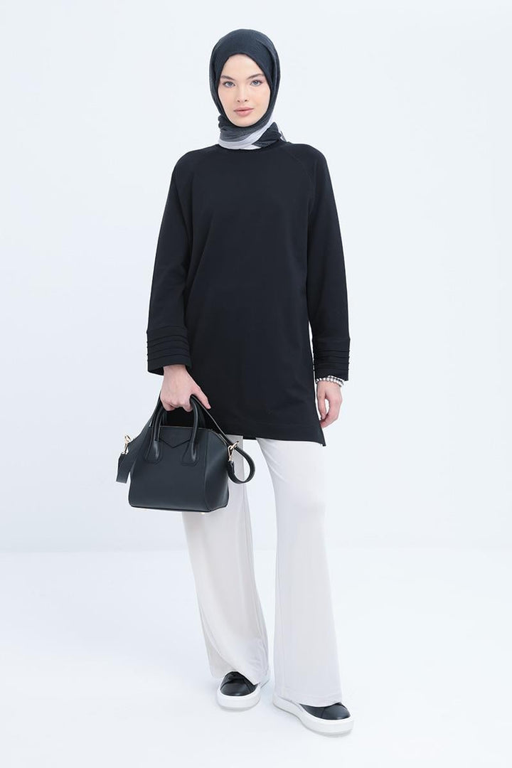 TLD Women Allday Black Detailed Slit Lycra Tunic - Richmond West