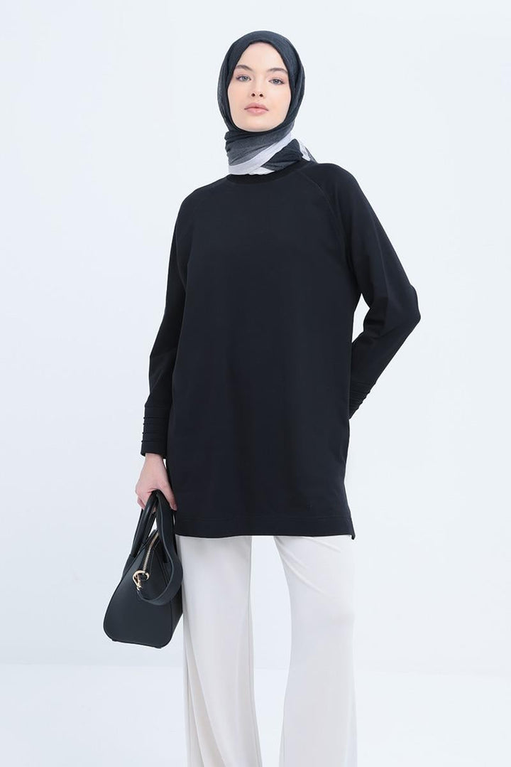 TLD Women Allday Black Detailed Slit Lycra Tunic - Richmond West