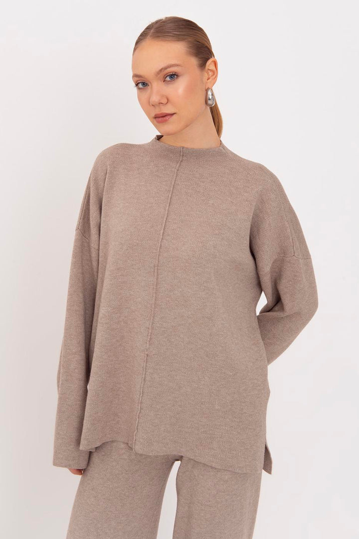 BSL Women Oversize Knitted Sweater with High Collar Detail - Alcamo