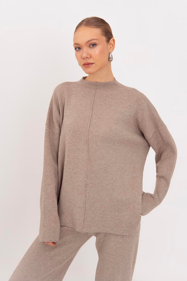 BSL Women Oversize Knitted Sweater with High Collar Detail - Alcamo