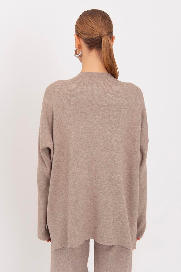 BSL Women Oversize Knitted Sweater with High Collar Detail - Alcamo