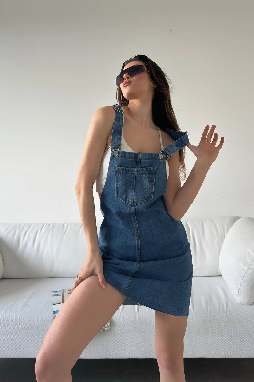 Blue Strapped Denim Overalls BCDF-234200 - Central Islip