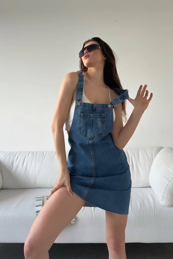 Blue Strapped Denim Overalls BCDF-234200 - Central Islip