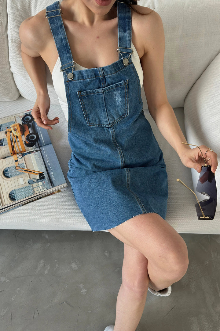 Blue Strapped Denim Overalls BCDF-234200 - Central Islip