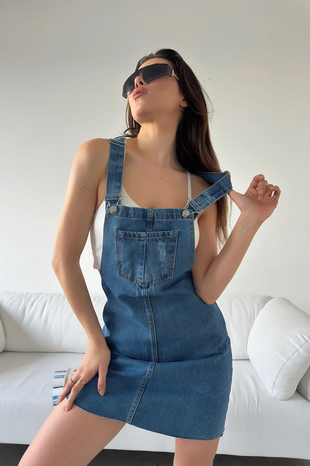 Blue Strapped Denim Overalls BCDF-234200 - Central Islip