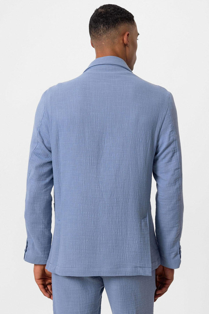 ANT Antioch Mavi Astarsız Torba Cepli Erkek Blazer Ceket - Central Islip
