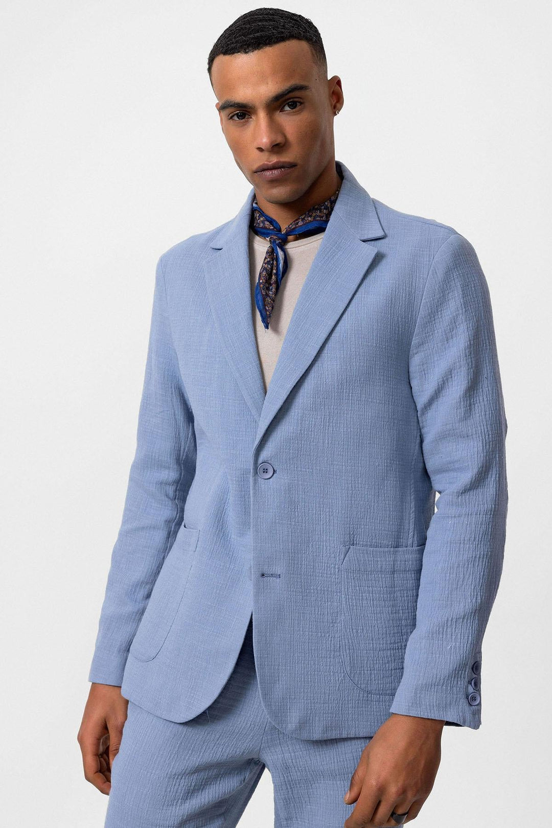 ANT Antioch Mavi Astarsız Torba Cepli Erkek Blazer Ceket - Central Islip