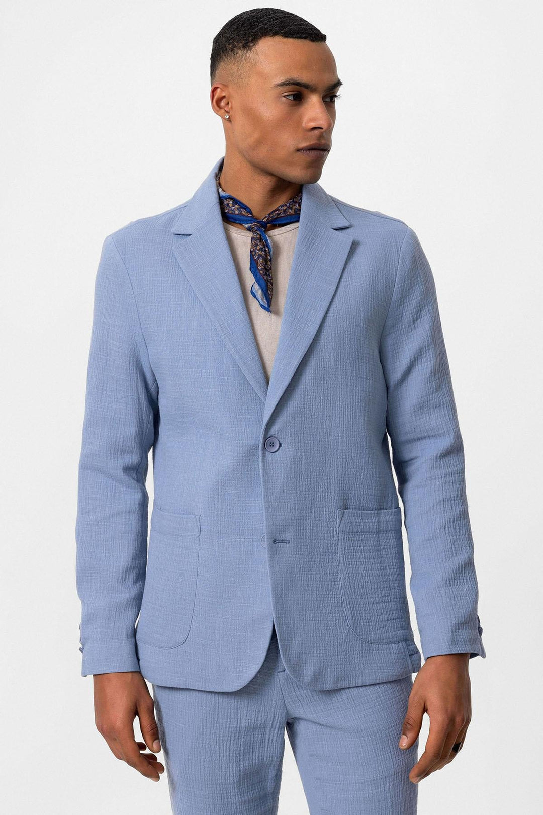 ANT Antioch Mavi Astarsız Torba Cepli Erkek Blazer Ceket - Central Islip