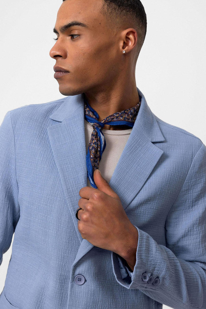 ANT Antioch Mavi Astarsız Torba Cepli Erkek Blazer Ceket - Central Islip