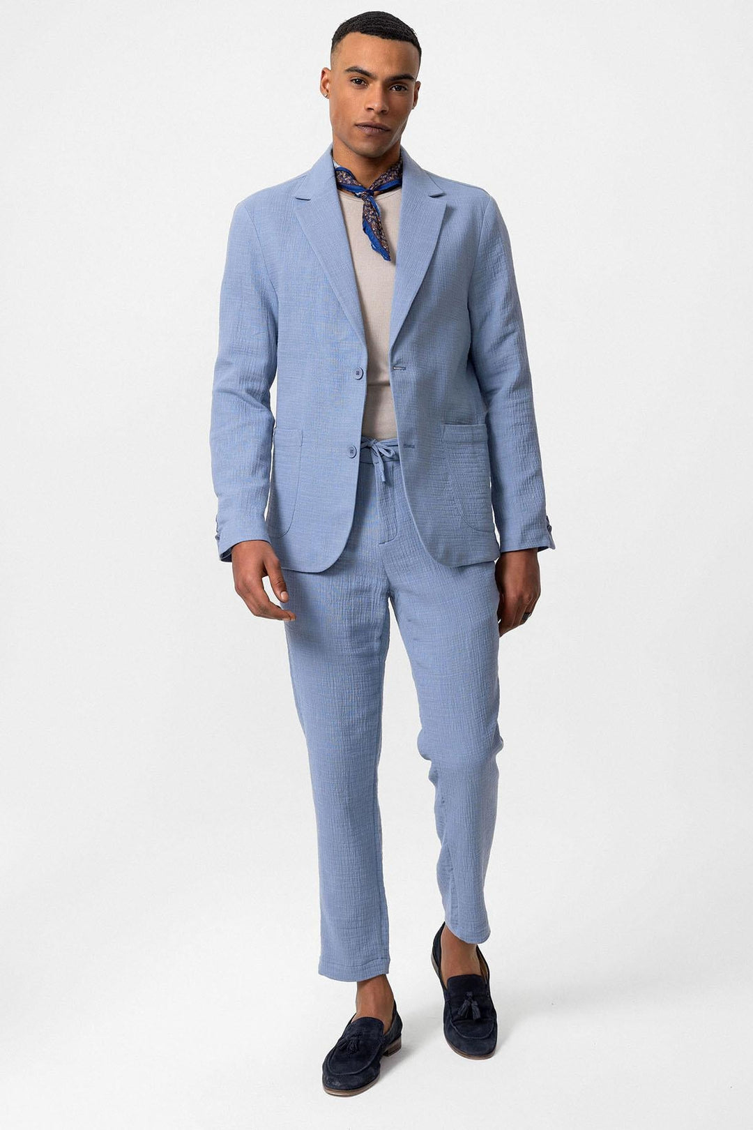 ANT Antioch Mavi Astarsız Torba Cepli Erkek Blazer Ceket - Central Islip