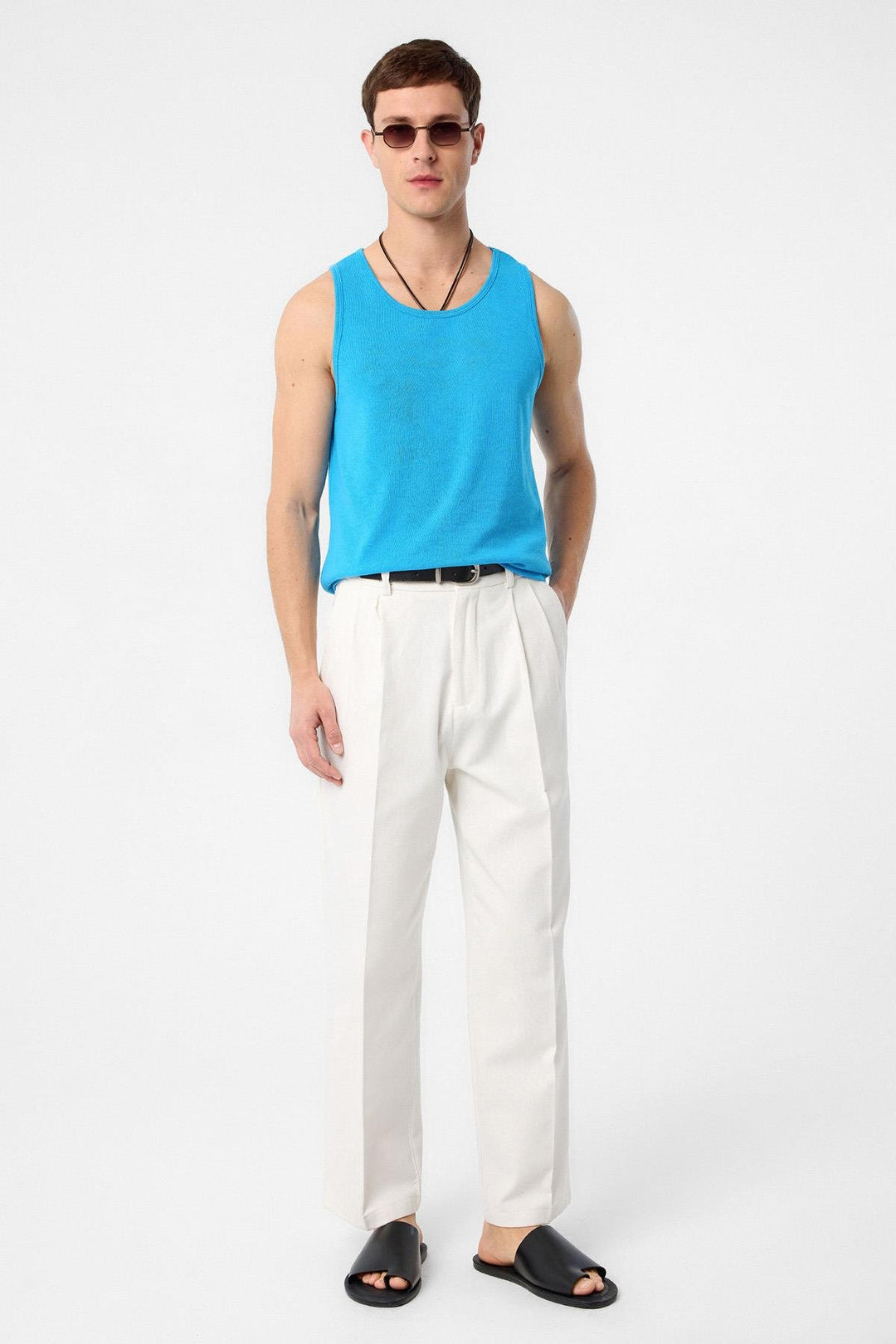 ANT Antioch Blue Basic Men's Tank Top - Santa Ana Chiautempan