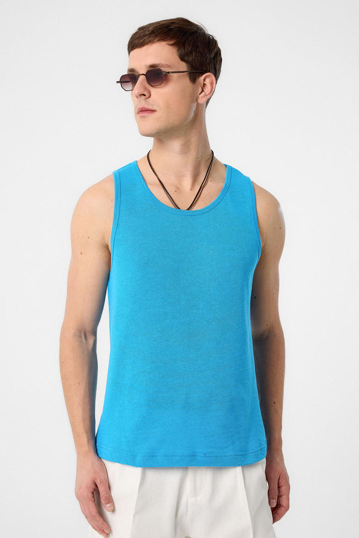 ANT Antioch Blue Basic Men's Tank Top - Santa Ana Chiautempan