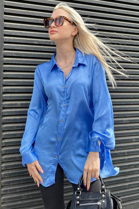 MDX Blue Basic Women's Satin Shirt MG1326 - Ciudad de Ceuta
