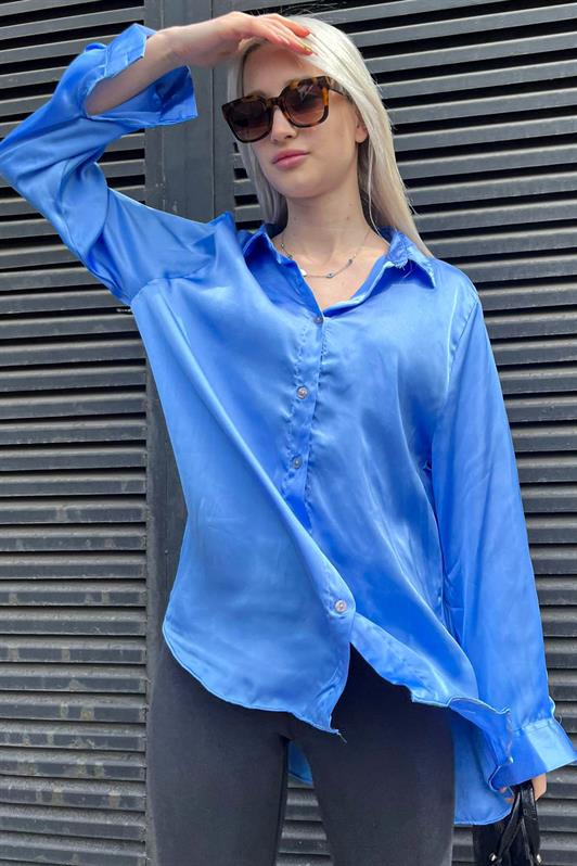 MDX Blue Basic Women's Satin Shirt MG1326 - Ciudad de Ceuta