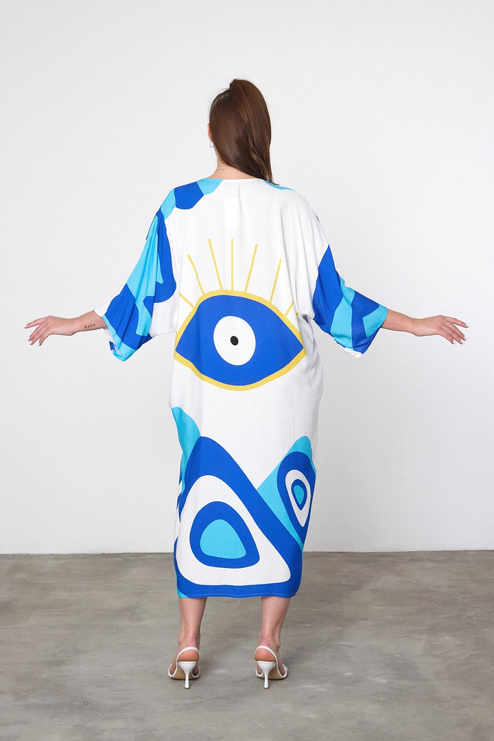 Maxi Boy Blue Printed Woven Viscose Dress BCVL-25905 - Bromley