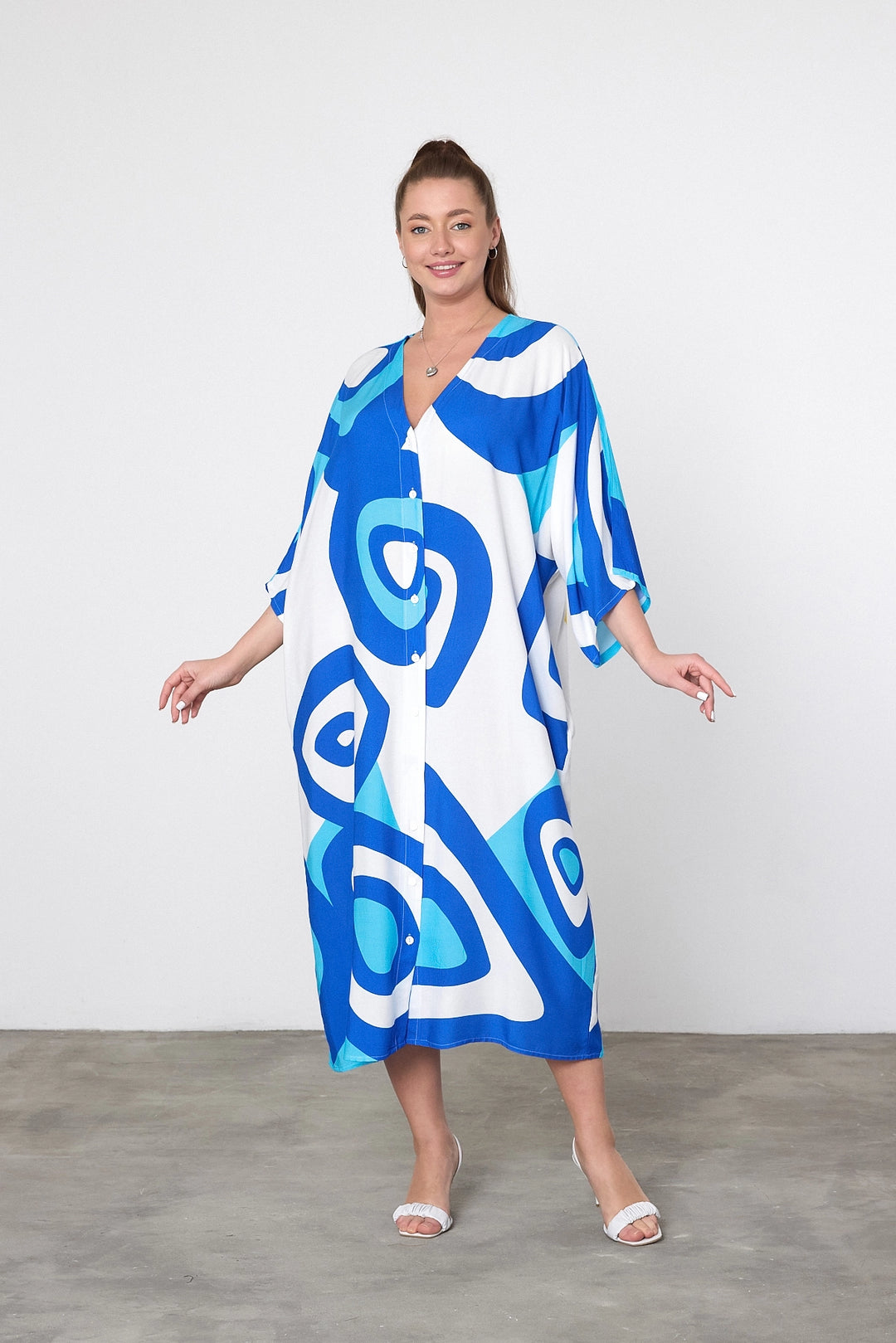 Maxi Boy Blue Printed Woven Viscose Dress BCVL-25905 - Bromley