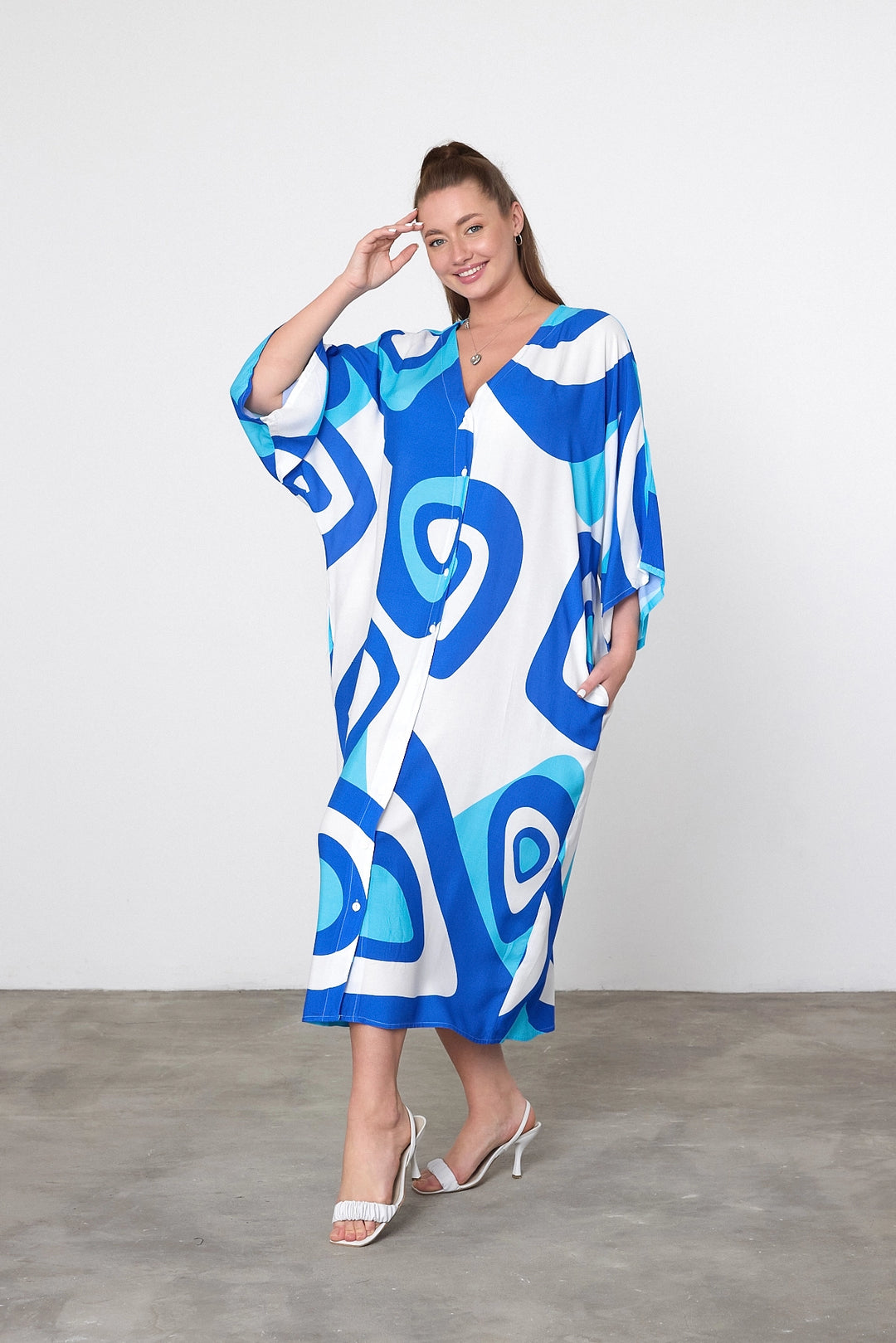 Maxi Boy Blue Printed Woven Viscose Dress BCVL-25905 - Bromley