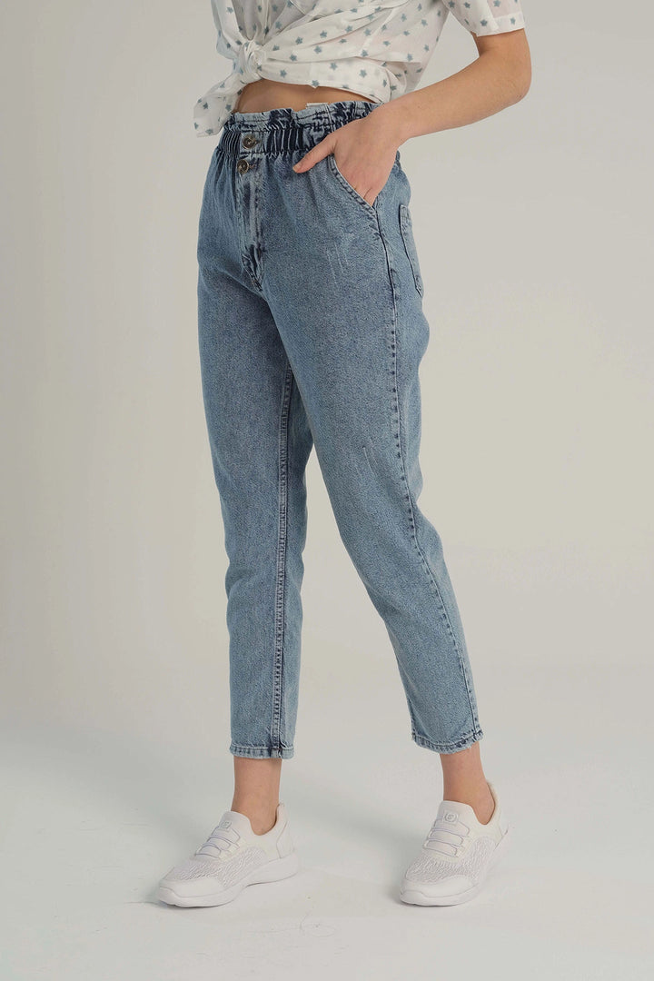 Blue High Waisted Elastic Denim Pants BCBSK-25700-KT0046 - Winston-Salem