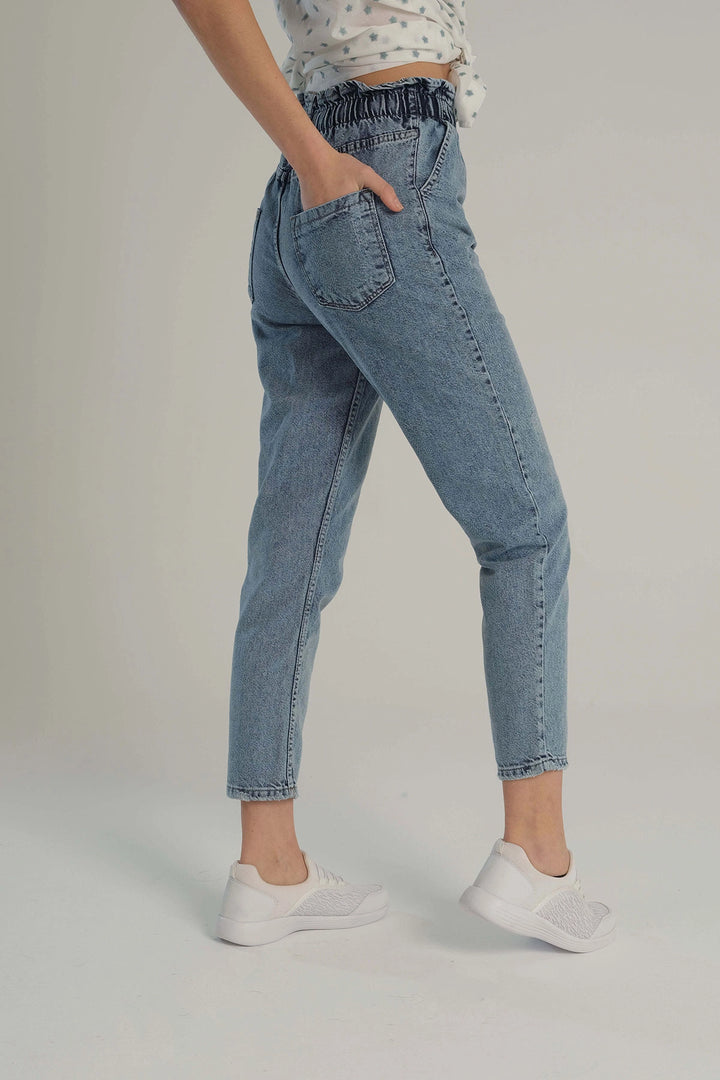 Blue High Waisted Elastic Denim Pants BCBSK-25700-KT0046 - Winston-Salem