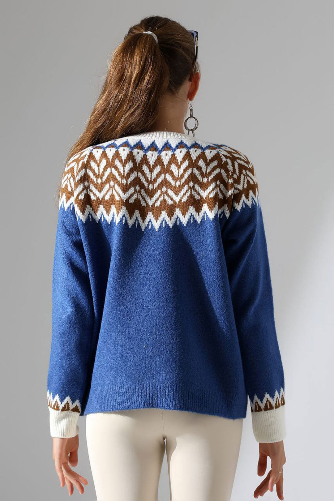 Blue Bicycle Collar Snow Patterned Sweater BCES-252028 - Cannock
