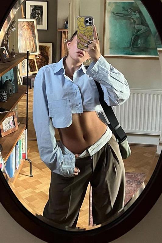 MDX Blue Pocket Detailed Crop Shirt MG1644 - Marijampolė