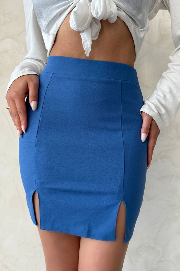 Blue Double Slit Skirt BCHN-2525910 - Boston