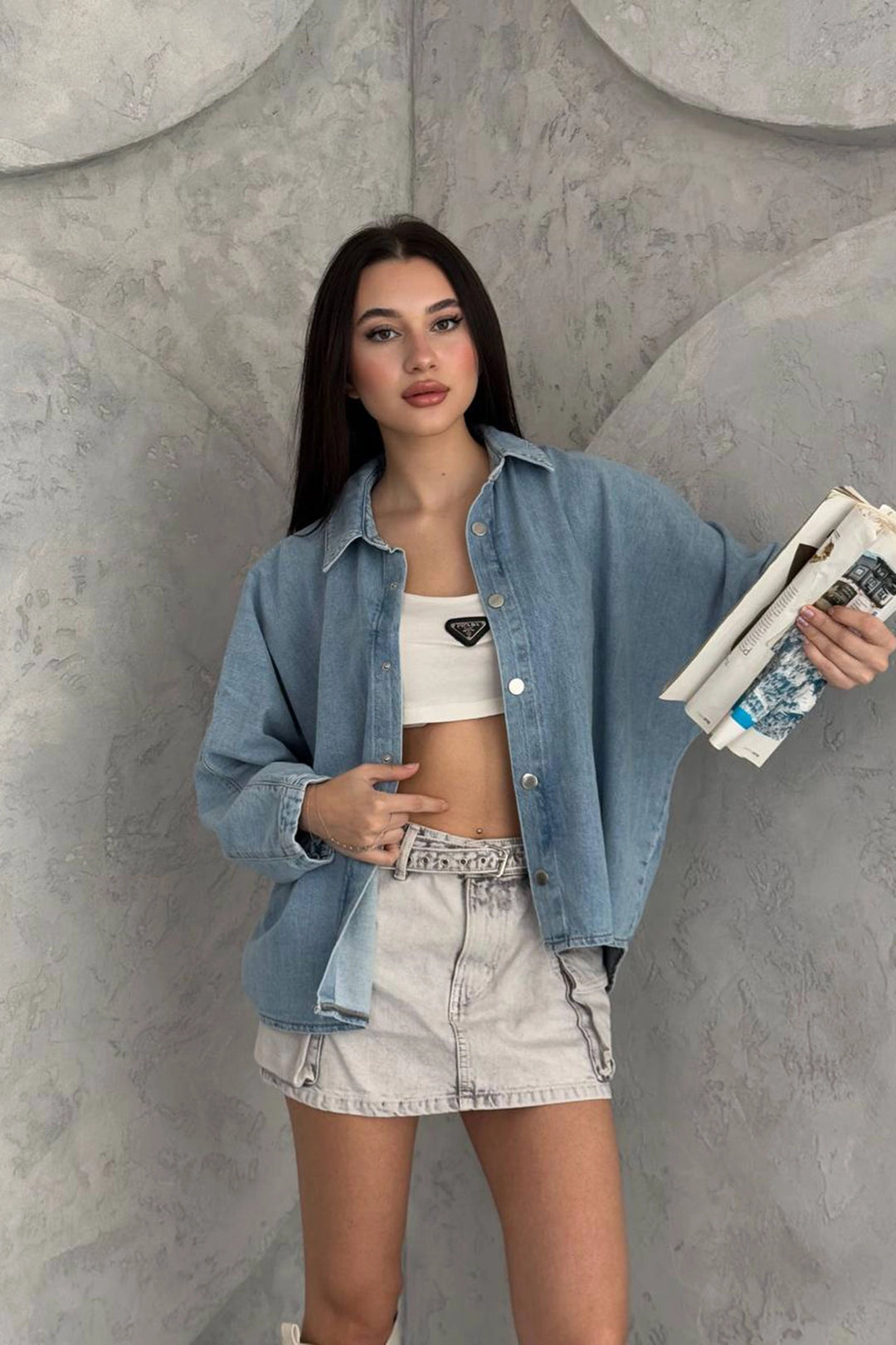 Blue Snap Button Closure Denim Shirt Jacket BCNW-251391 - Coatbridge